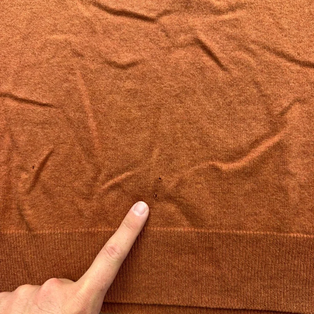 Grant Thomas Mens Burnt Orange 100% Two Ply Cashmere V-Neck Sweater Pullover